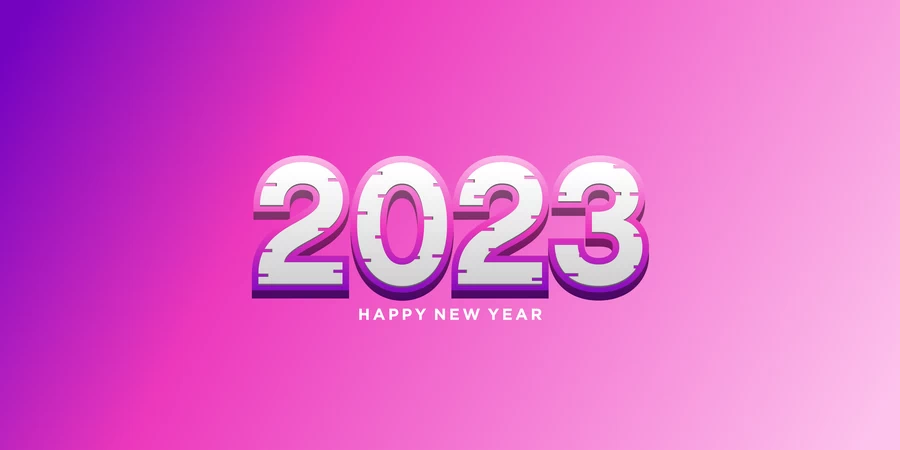 2023新年春节兔年数字字体特效插画背景海报AI矢量设计素材模板【114】